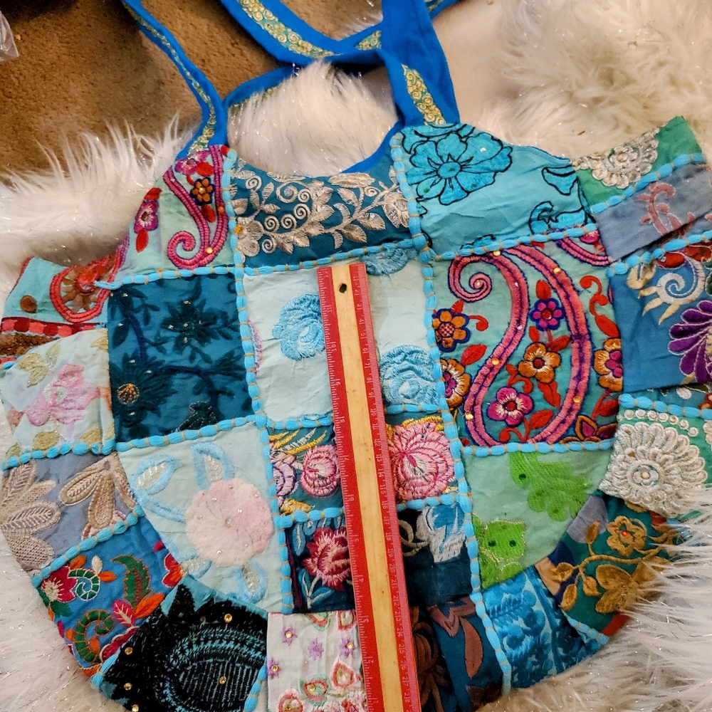 Azure tribal homemade cloth patch plus more bag
